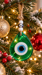 Teardrop Evil Eye Wall Hanging Glass Mediterranean Decor Translucent Green