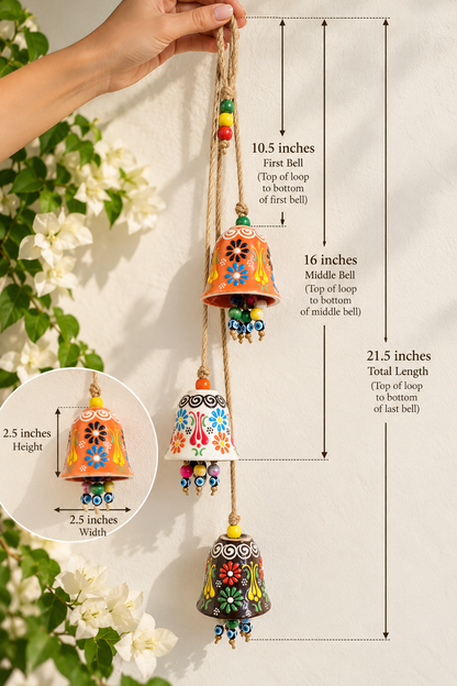 Handmade Turkish Ceramic Bell Wind Chime Evil Eye Home Decor