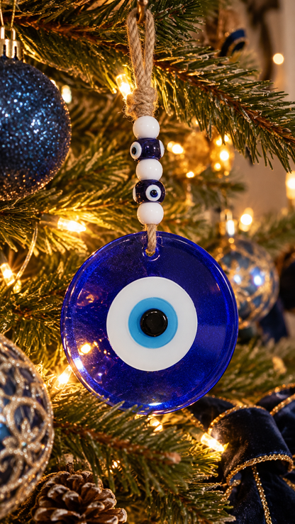 Large Blue Glass Evil Eye Wall Hanging Handmade Nazar Home Decor