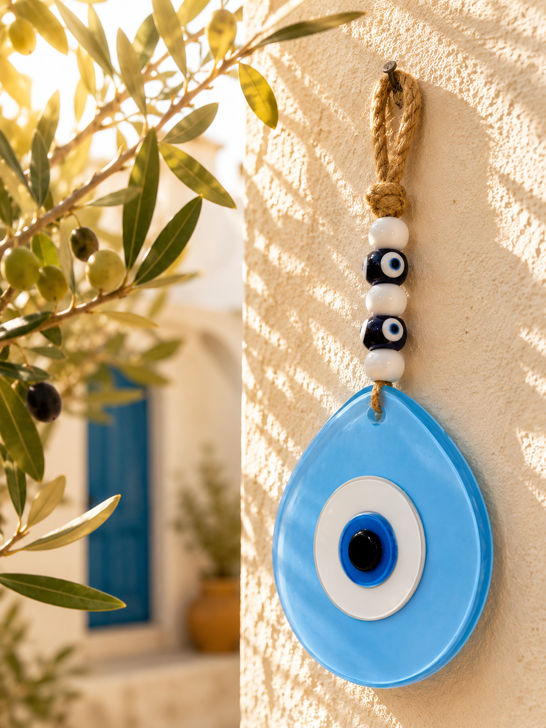 Jumbo Evil Eye Wall Hanging Hand Blown Glass Decor