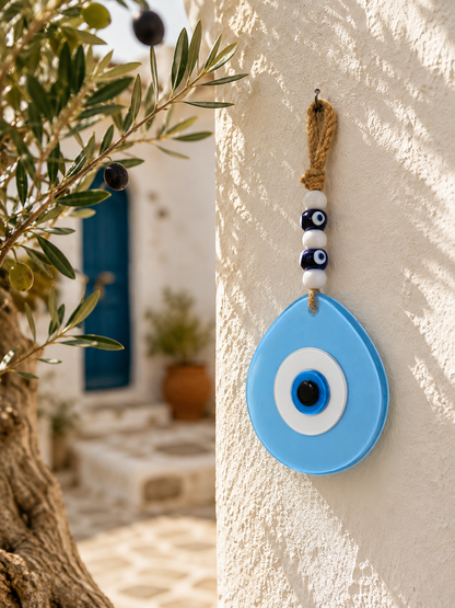 Jumbo Evil Eye Wall Hanging Hand Blown Glass Decor