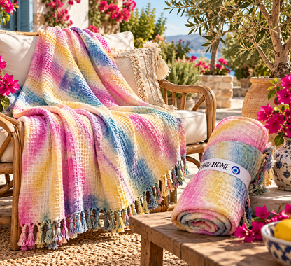 100% Cotton Throw 40 x 70 Hand Tie Dye Lightweight Home Decor