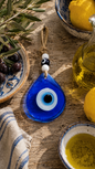 Teardrop Evil Eye Wall Hanging Glass Mediterranean Home Decor Blue