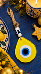 Teardrop Evil Eye Wall Hanging Glass Mediterranean Home Decor Blue