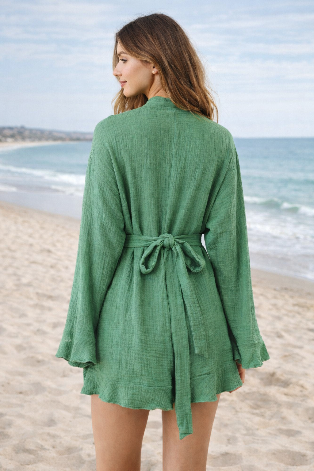 Muslin Cotton 2-Piece Lounge Set – Top & Short Green