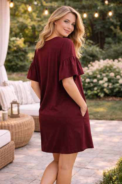 Jersey Dress Black short sleeve with pockets A line cut