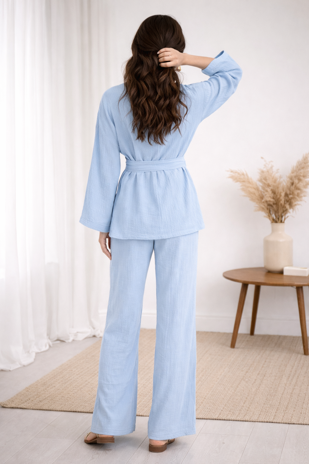 Breathable Muslin Set for Women, Versatile Everyday Wear, Blue