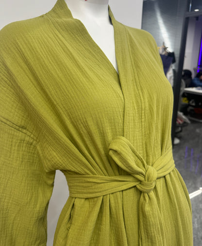 Cotton Muslin Robe, Lightweight Kimono Lounge Robe for Women