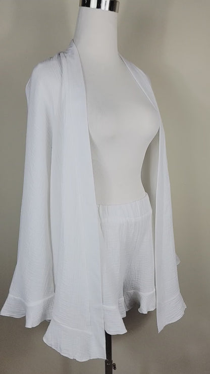 Muslin Cotton 2-Piece Lounge Set – Top & Short White