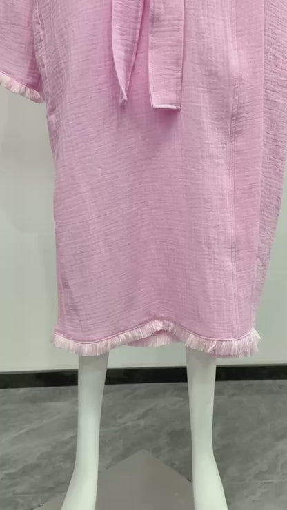 Cotton Muslin Robe, Lightweight Kimono Lounge Robe for Women