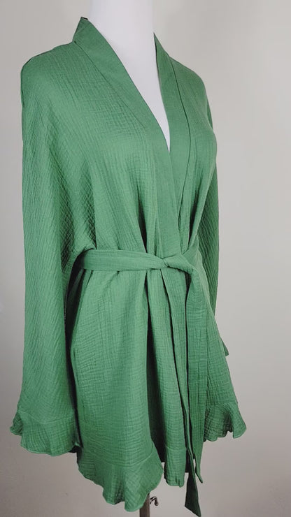 Muslin Cotton 2-Piece Lounge Set – Top & Short Green