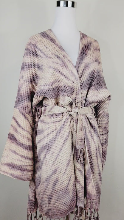 Unisex Cotton Waffle Robe, Honeycomb Weave Bath, Beach & Spa Robe, One Size Oversized