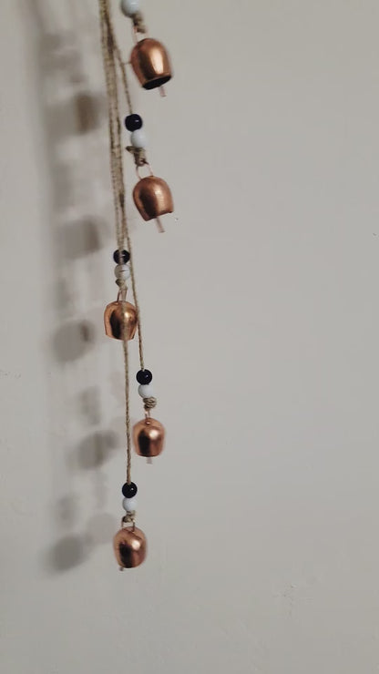 Copper Bell Wind Chime with Evil Eye Beads, Outdoor Garden Decor