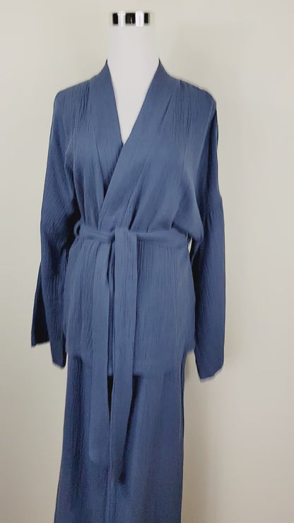 Breathable Muslin Set for Women, Versatile Everyday Wear, Navy