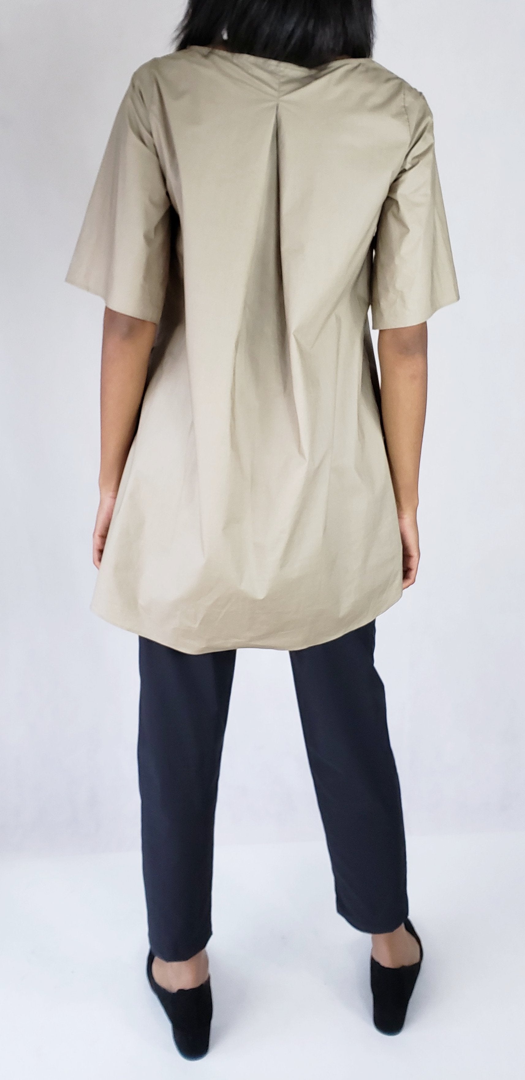 BLACK A-LINE COTTON DRESS - SHIRT - EEBRU