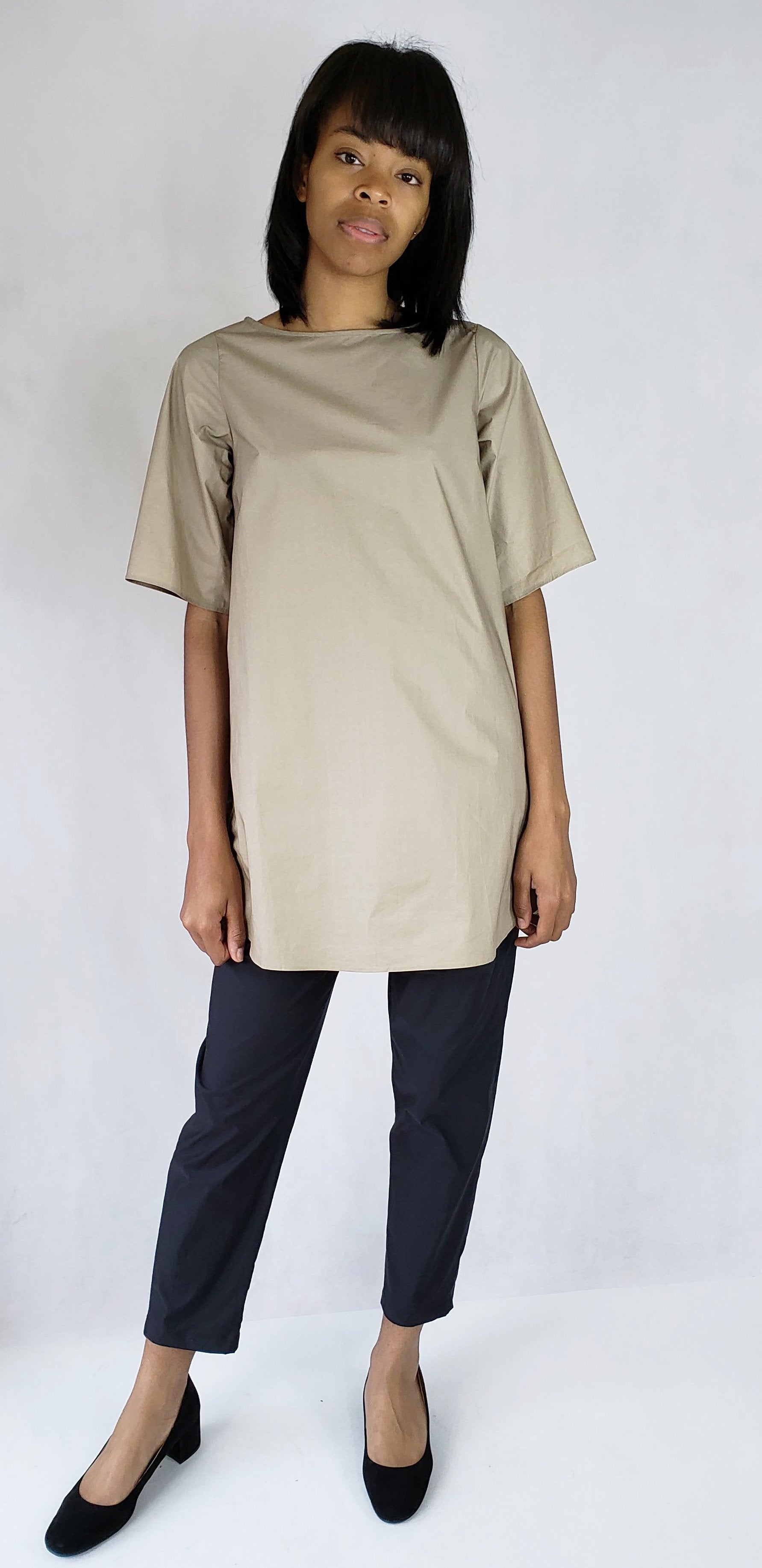 BLACK A-LINE COTTON DRESS - SHIRT - EEBRU