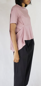 WHITE FRONT FOLDED OVERSIZED TOP SHORT SLEEVED - EEBRU
