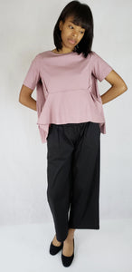 WHITE FRONT FOLDED OVERSIZED TOP SHORT SLEEVED - EEBRU