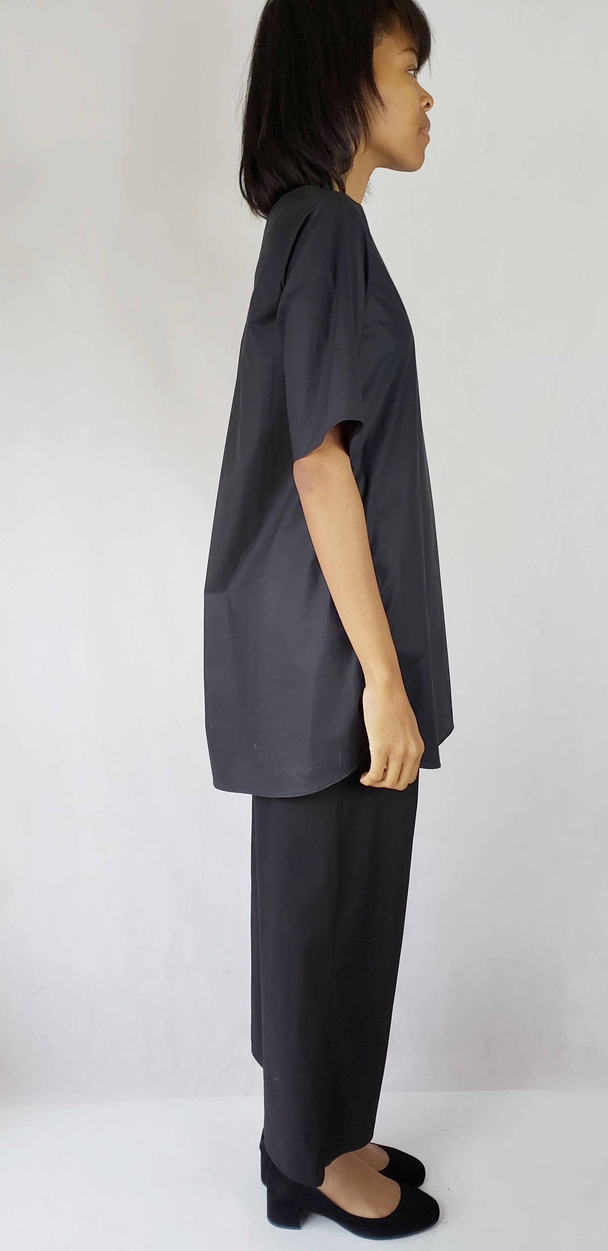 BLACK A-LINE COTTON DRESS - SHIRT - EEBRU