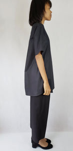 BLACK A-LINE COTTON DRESS - SHIRT - EEBRU