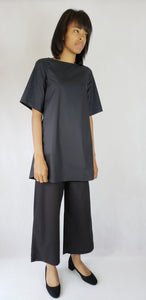 BLACK A-LINE COTTON DRESS - SHIRT - EEBRU