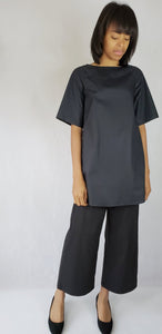 BLACK A-LINE COTTON DRESS - SHIRT - EEBRU