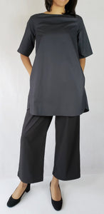 BLACK A-LINE COTTON DRESS - SHIRT - EEBRU