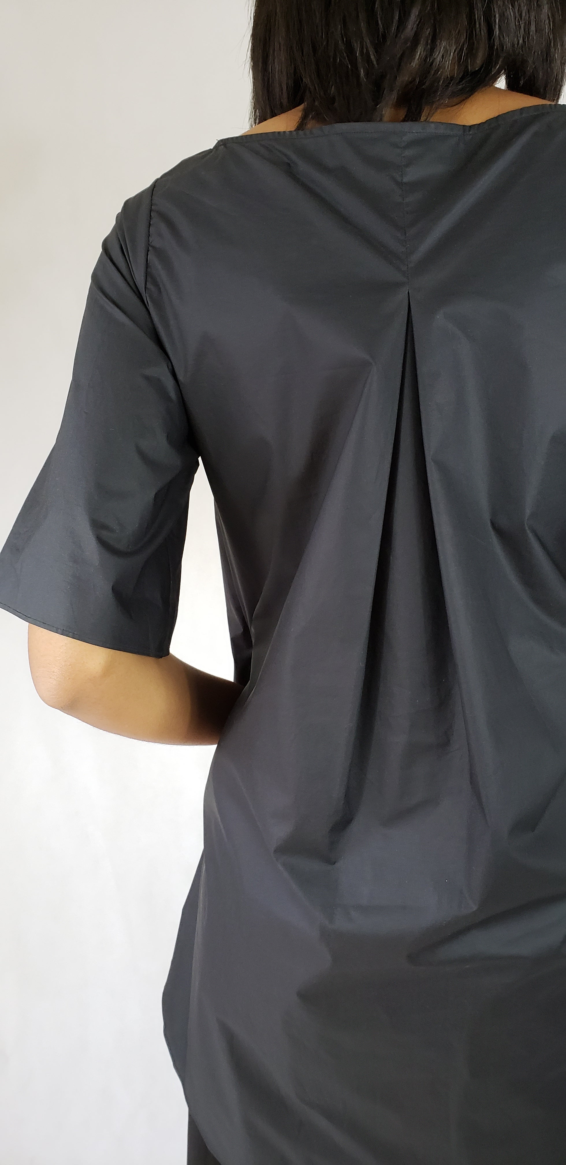 BLACK A-LINE COTTON DRESS - SHIRT - EEBRU