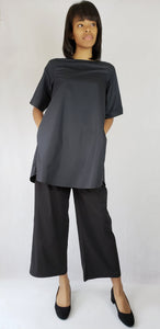 BLACK A-LINE COTTON DRESS - SHIRT - EEBRU