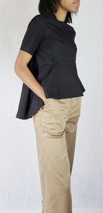 WHITE FRONT FOLDED OVERSIZED TOP SHORT SLEEVED - EEBRU