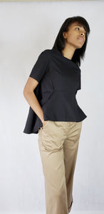 WHITE FRONT FOLDED OVERSIZED TOP SHORT SLEEVED - EEBRU