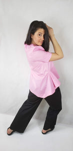 Blusa clásica de manga corta con vestido elástico para mujer