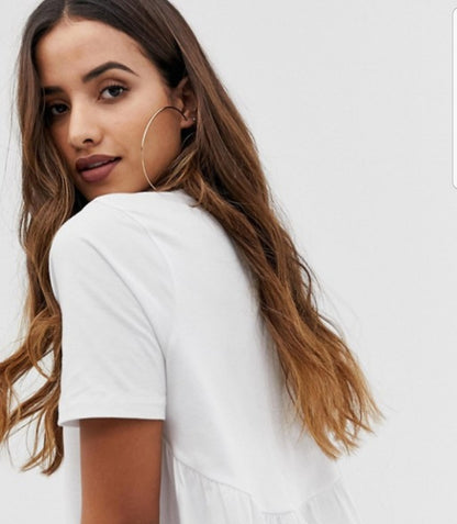 WHITE A-LINE JERSEY DRESS - EEBRU