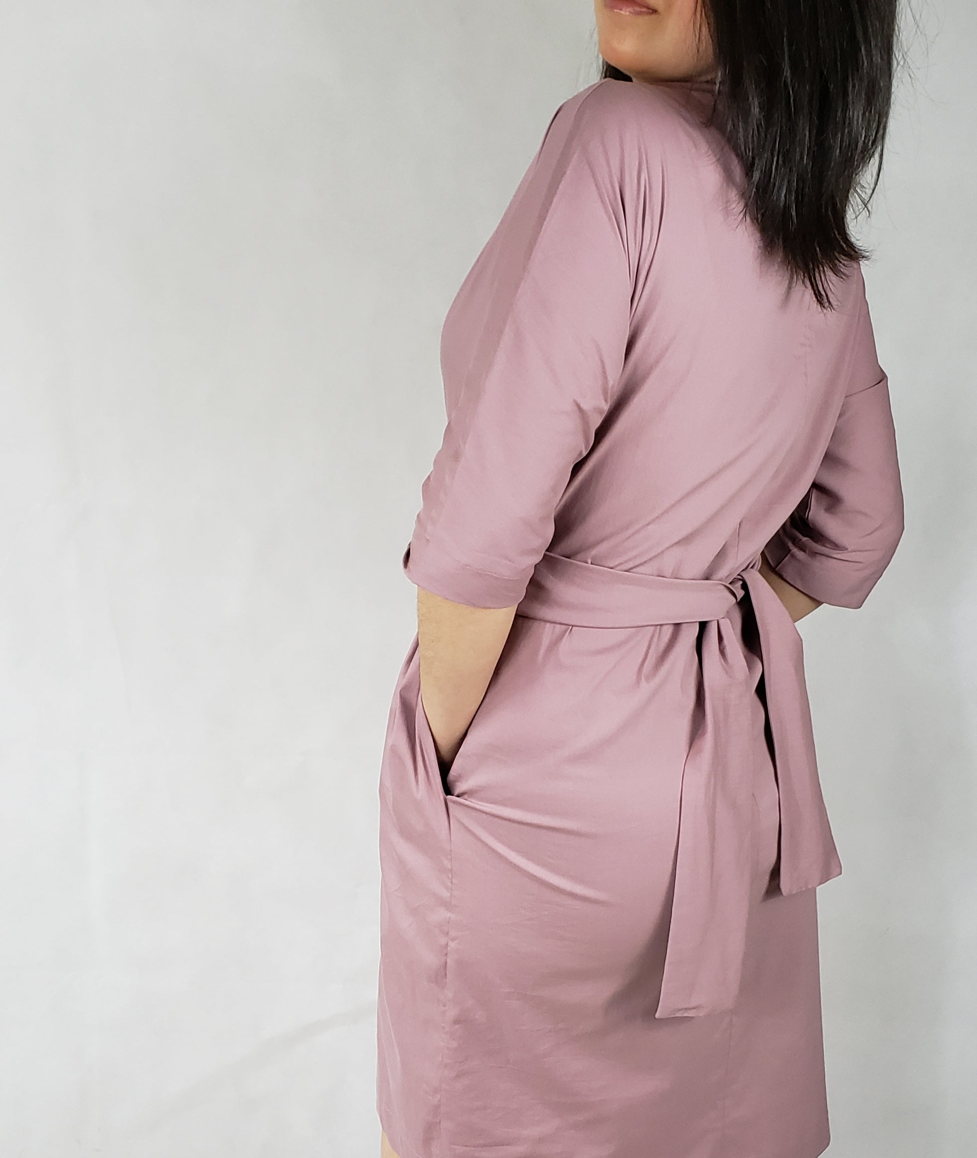 LAYERED WHITE KIMONO DRESS WITH TIE - EEBRU