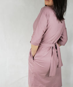 LAYERED WHITE KIMONO DRESS WITH TIE - EEBRU