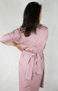 LAYERED WHITE KIMONO DRESS WITH TIE - EEBRU