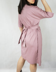 LAYERED WHITE KIMONO DRESS WITH TIE - EEBRU