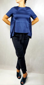 WHITE FRONT FOLDED OVERSIZED TOP SHORT SLEEVED - EEBRU
