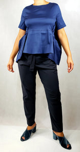 WHITE FRONT FOLDED OVERSIZED TOP SHORT SLEEVED - EEBRU