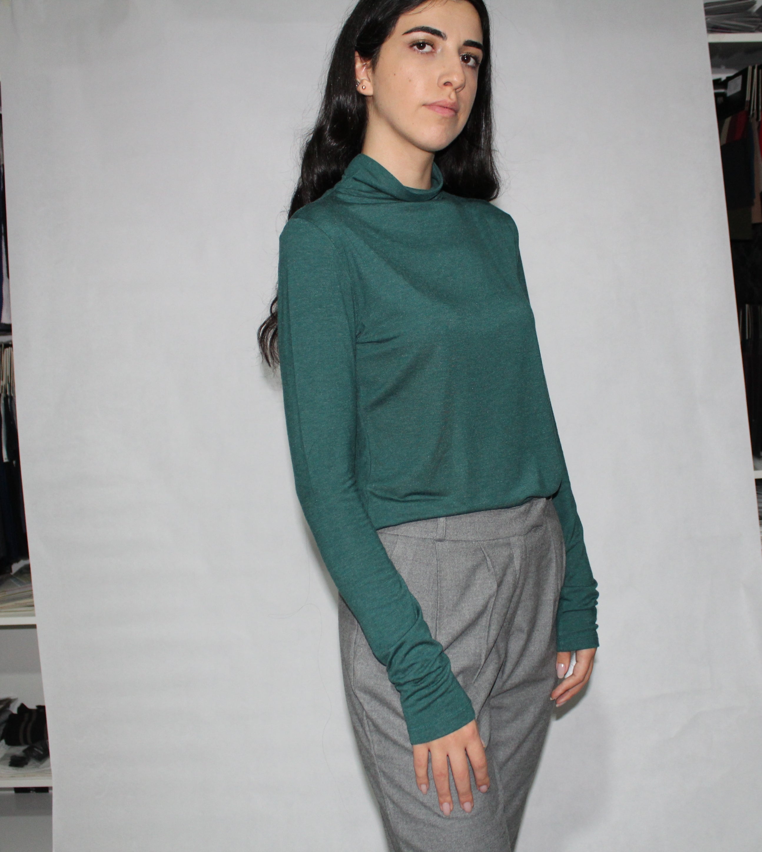 LONG MOCK NECK SWEATER TOP - EEBRU