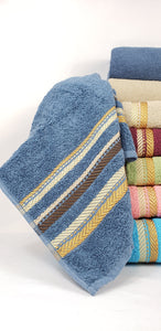 TOALLA DE BAÑO / MANOS Calidad Premium - RAYA ROMANA MARINO