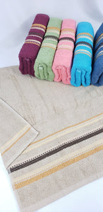 BATH / HAND TOWEL Premium Quality - BEIGE ROMAN STRIPE