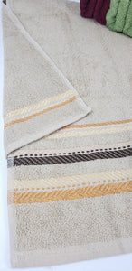 BATH / HAND TOWEL Premium Quality - BEIGE ROMAN STRIPE