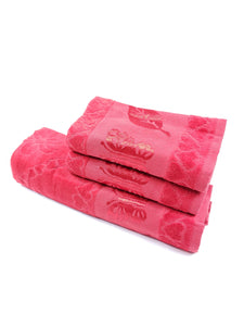 BATH / HAND VELVET TOWEL - Red Butterfly