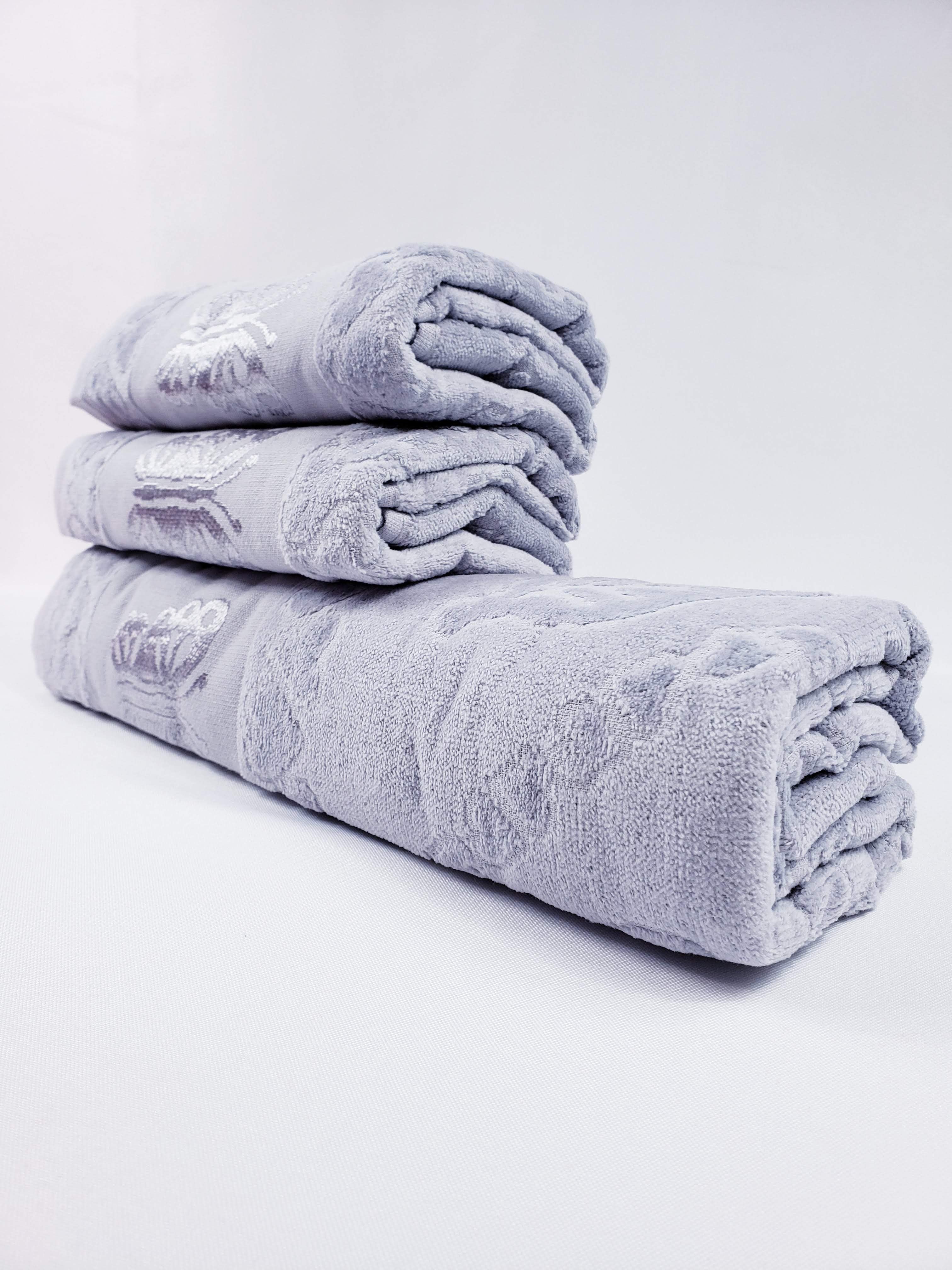 BATH / HAND VELVET TOWEL - Gray Butterfly