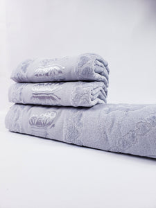 BATH / HAND VELVET TOWEL - Gray Butterfly