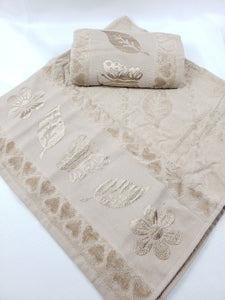 BATH / HAND VELVET TOWEL - Beige Butterfly