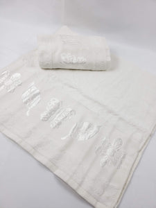 BATH / HAND VELVET TOWEL - White Butterfly