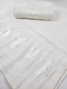 BATH / HAND VELVET TOWEL - White Butterfly