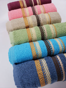 BATH / HAND TOWEL Premium Quality - Burgundy ROMAN STRIPE